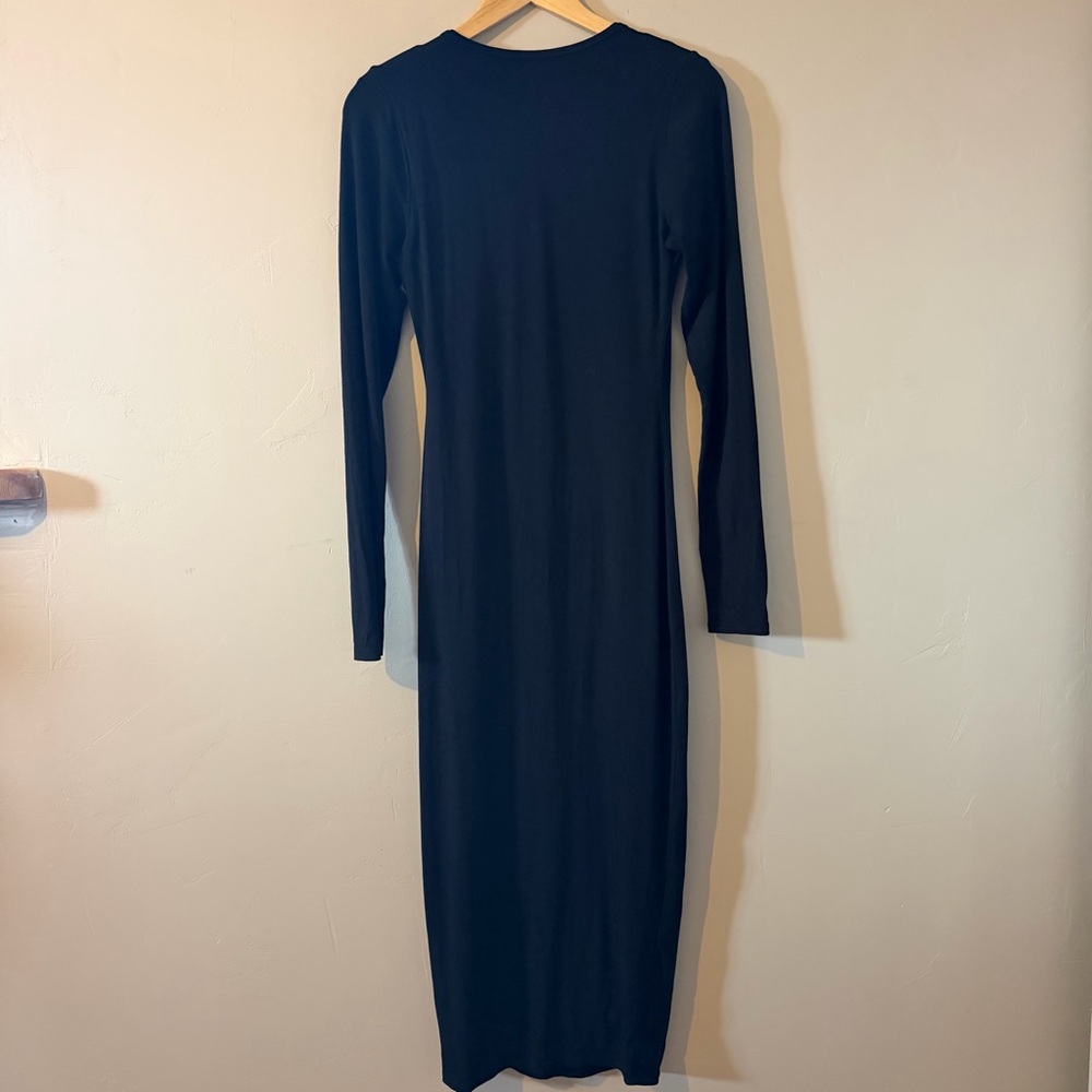 Good American Black Good Touch Long Sleeve Bodycon Midi Dress Size 2 - Picture 4 of 8